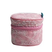 白色绣花涤纶化妆包盒定做定制粉色
